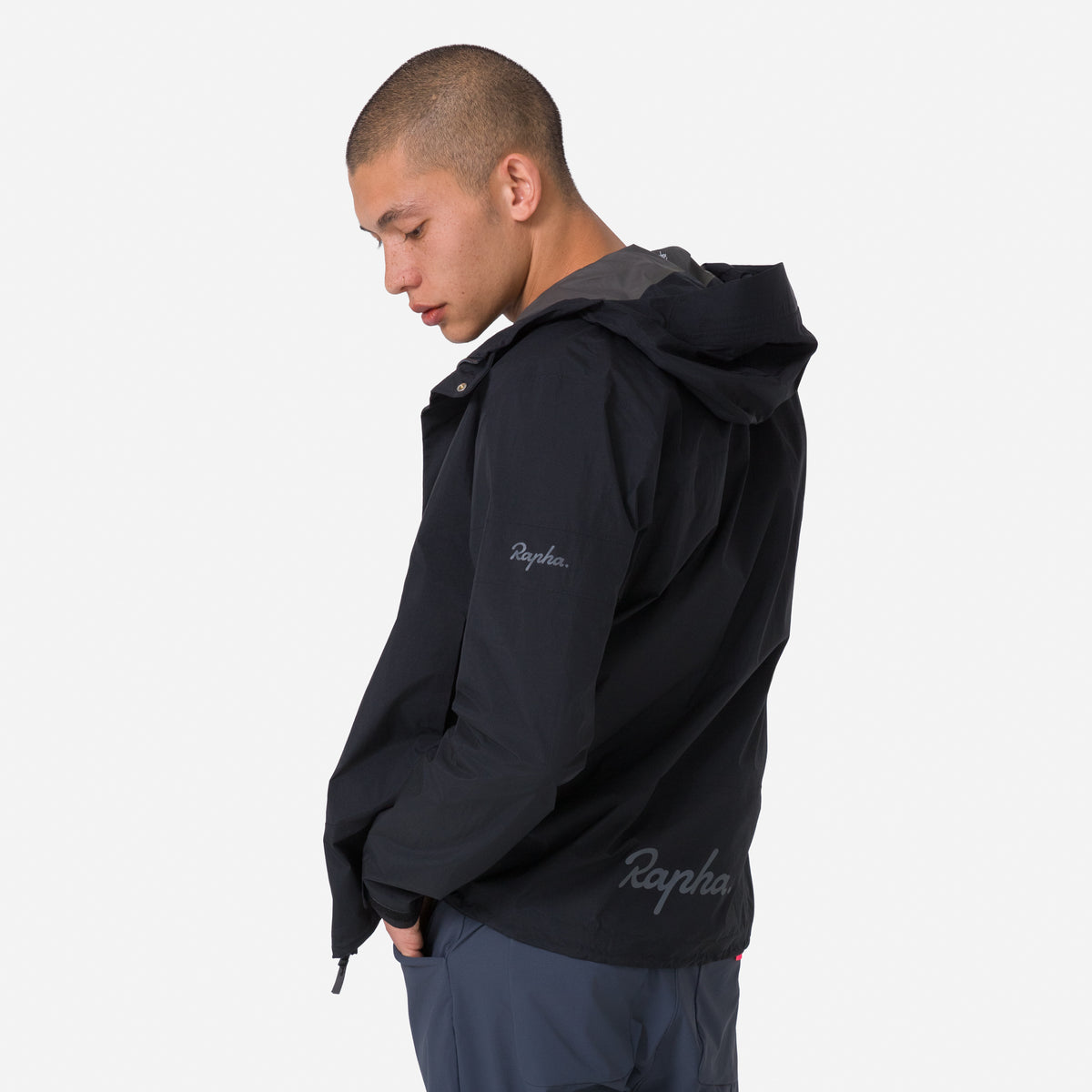 Men's Gore-Tex Hooded Rain Jacket - Black/Carbon Grey