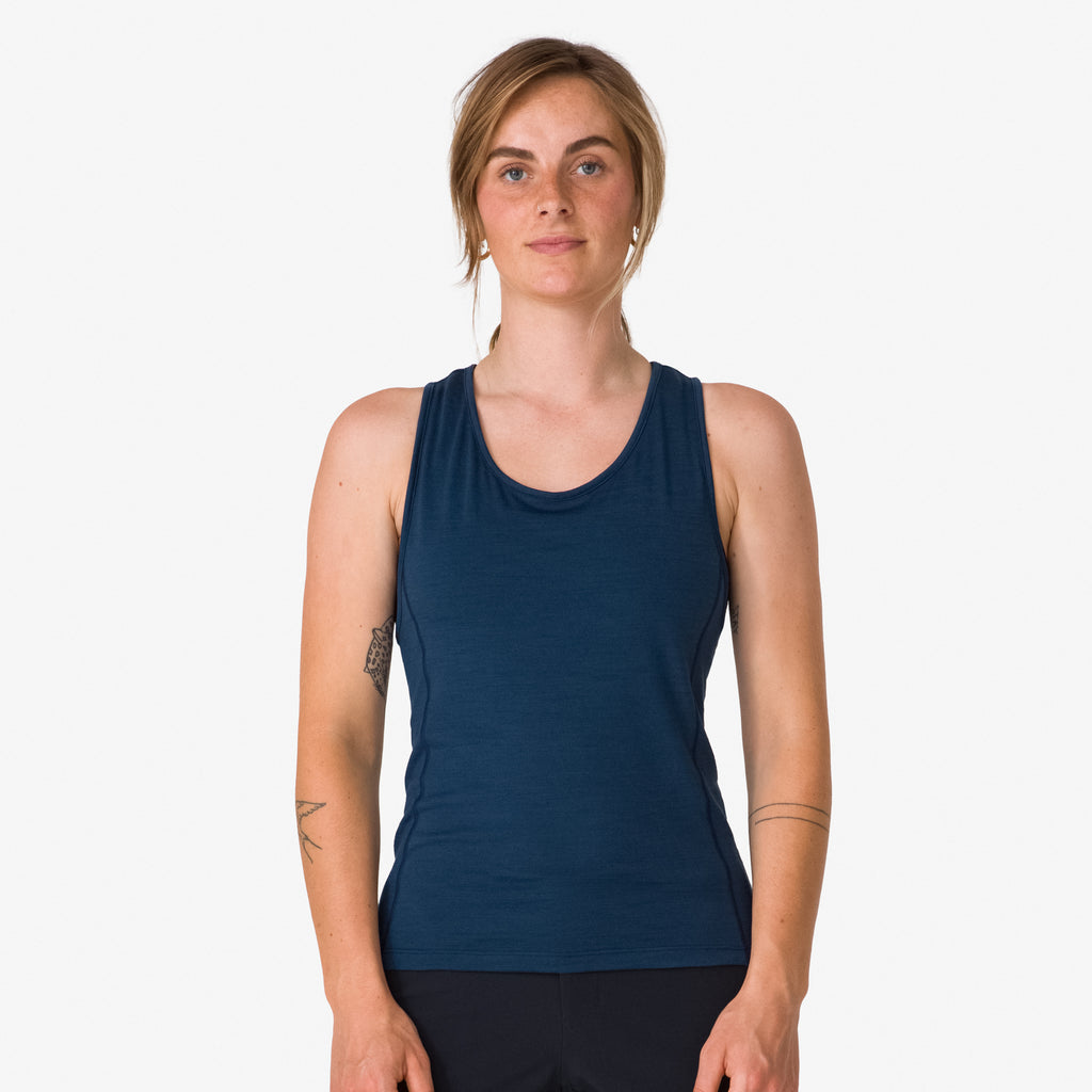 Women's Trail Merino Tank - Deep Blue/Black