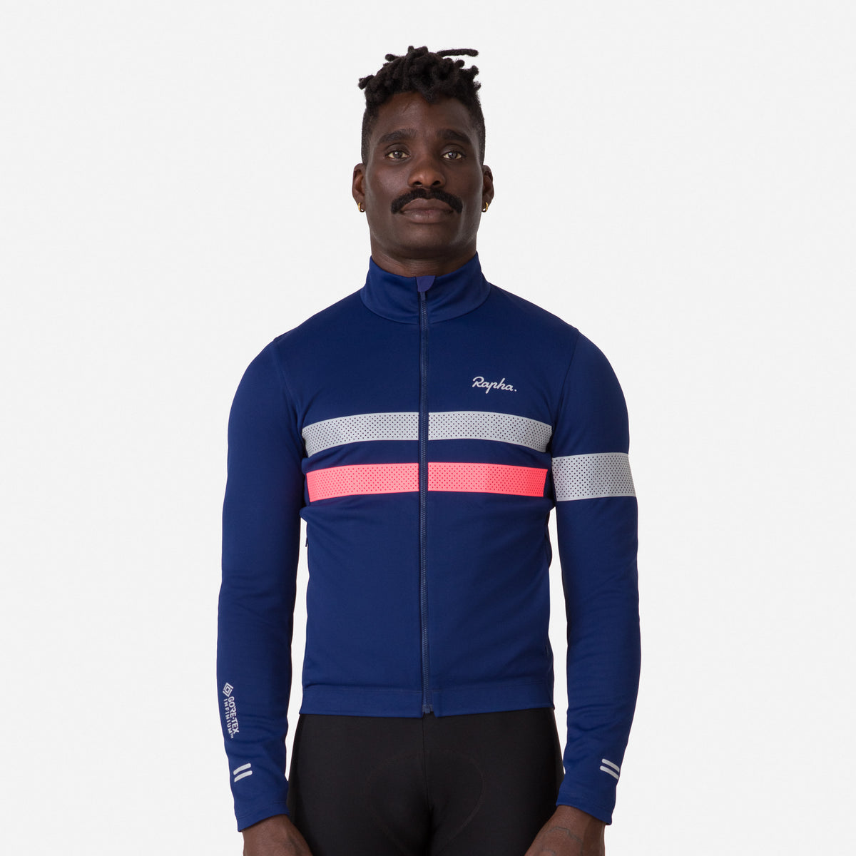 Men's Brevet Long Sleeve Windstopper Jersey - Navy/Hi-Vis Pink