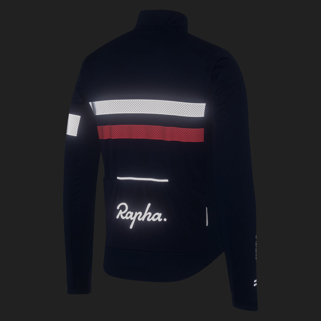 Men's Brevet Long Sleeve Windstopper Jersey - Navy/Hi-Vis Pink