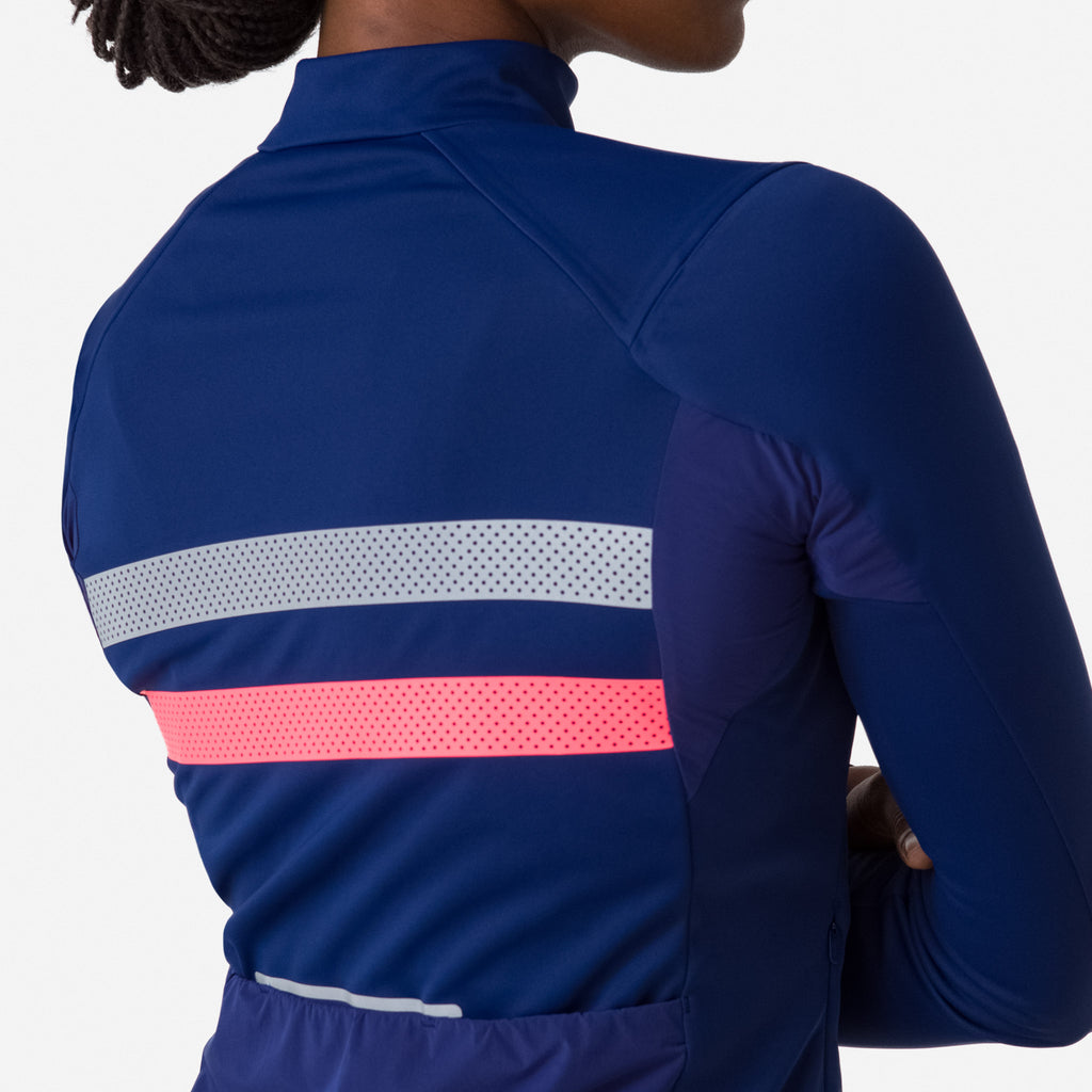 Women's Brevet Long Sleeve Windstopper Jersey - Navy/Hi-Vis Pink
