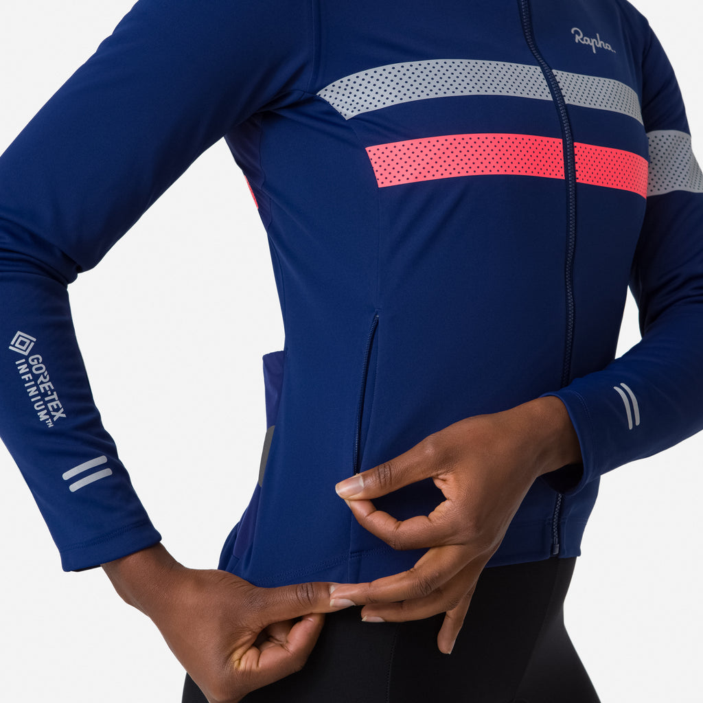 Women's Brevet Long Sleeve Windstopper Jersey - Navy/Hi-Vis Pink