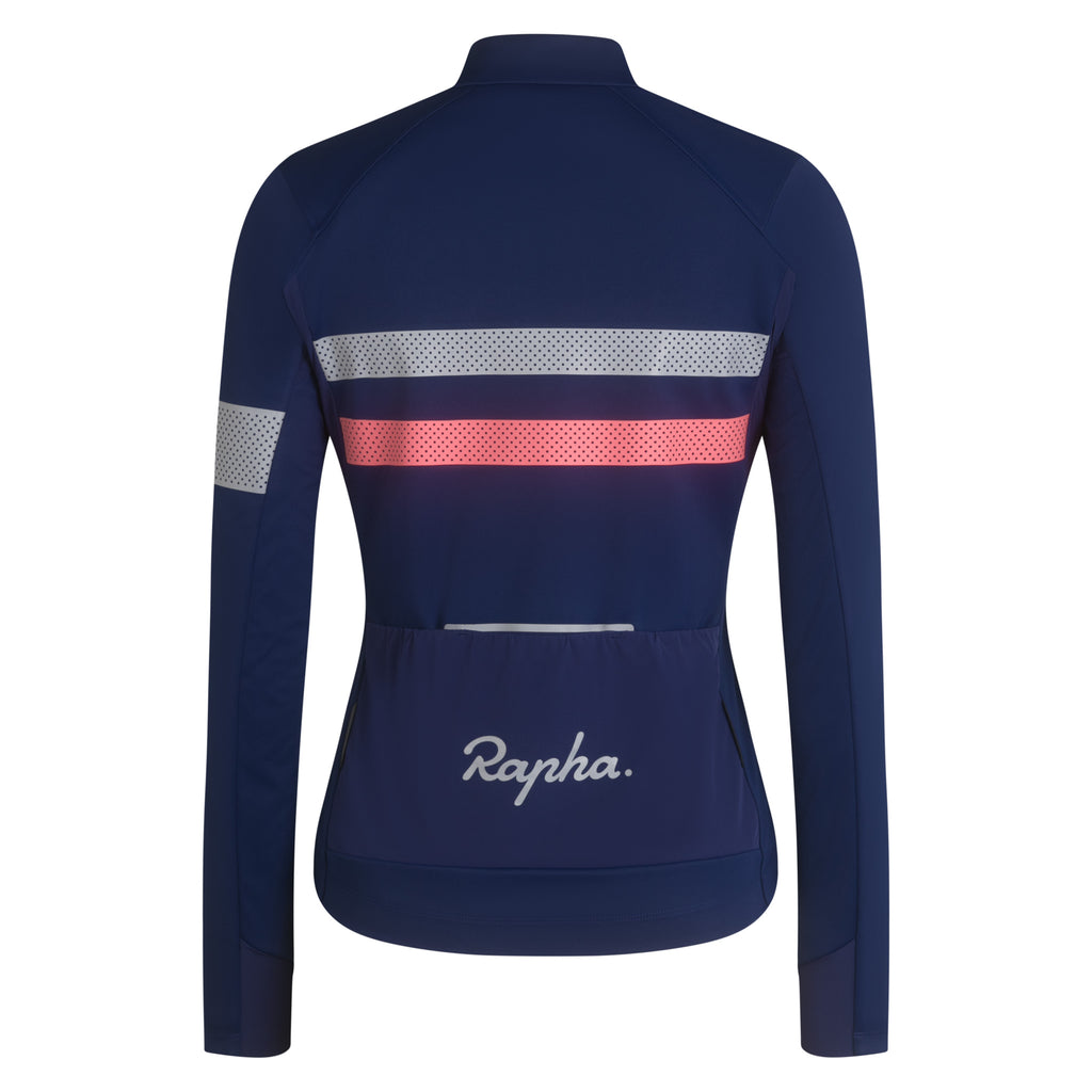 Women's Brevet Long Sleeve Windstopper Jersey - Navy/Hi-Vis Pink