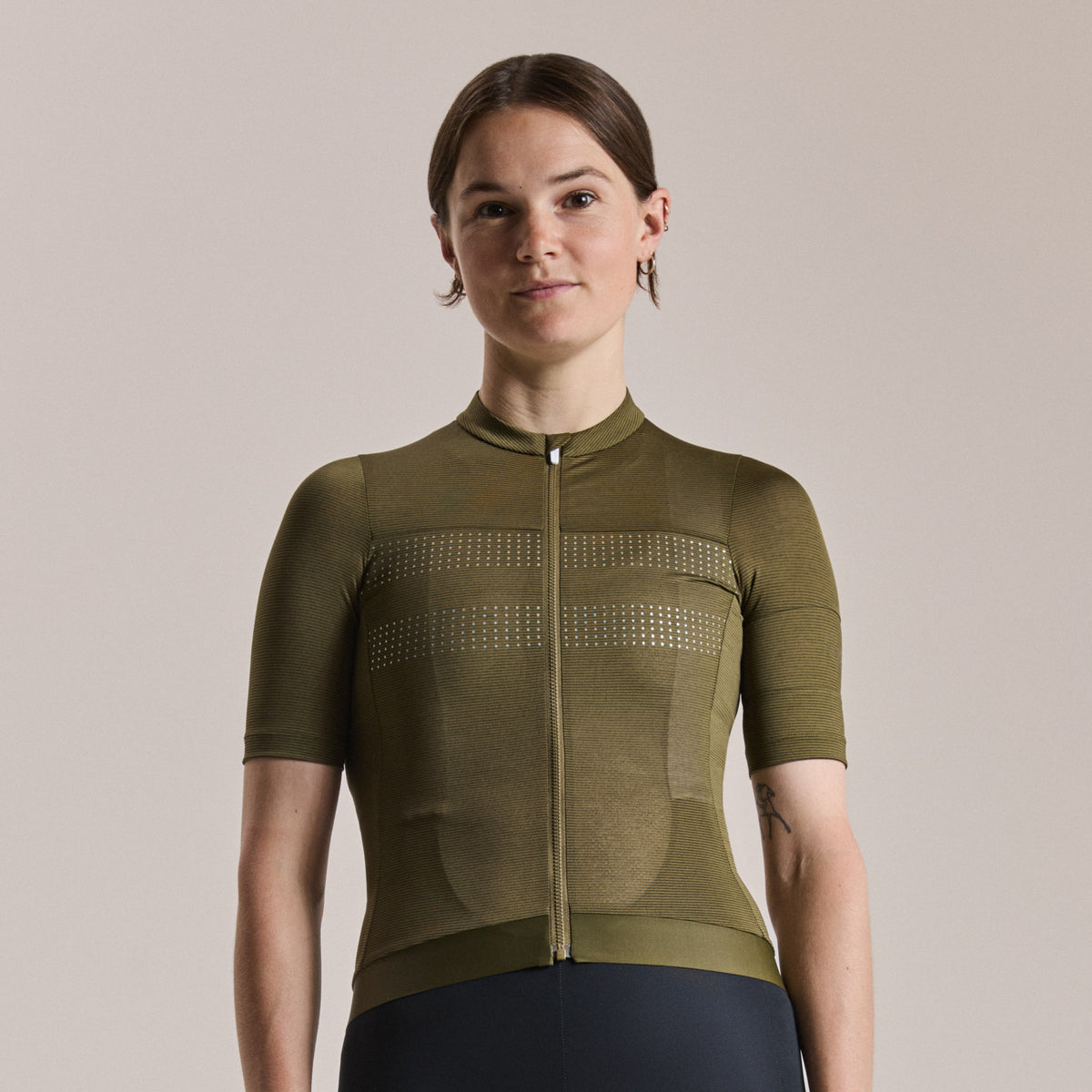 Women's Brevet Lightweight Jersey III - Dark Olive/Silver Reflective