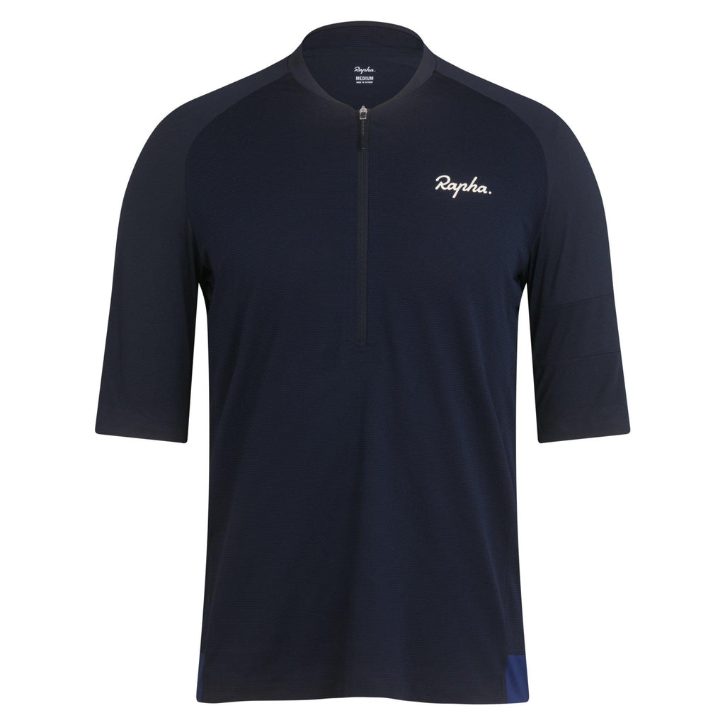 Men's Explore Zip Neck Technical T-shirt - Dark Navy/Off-White