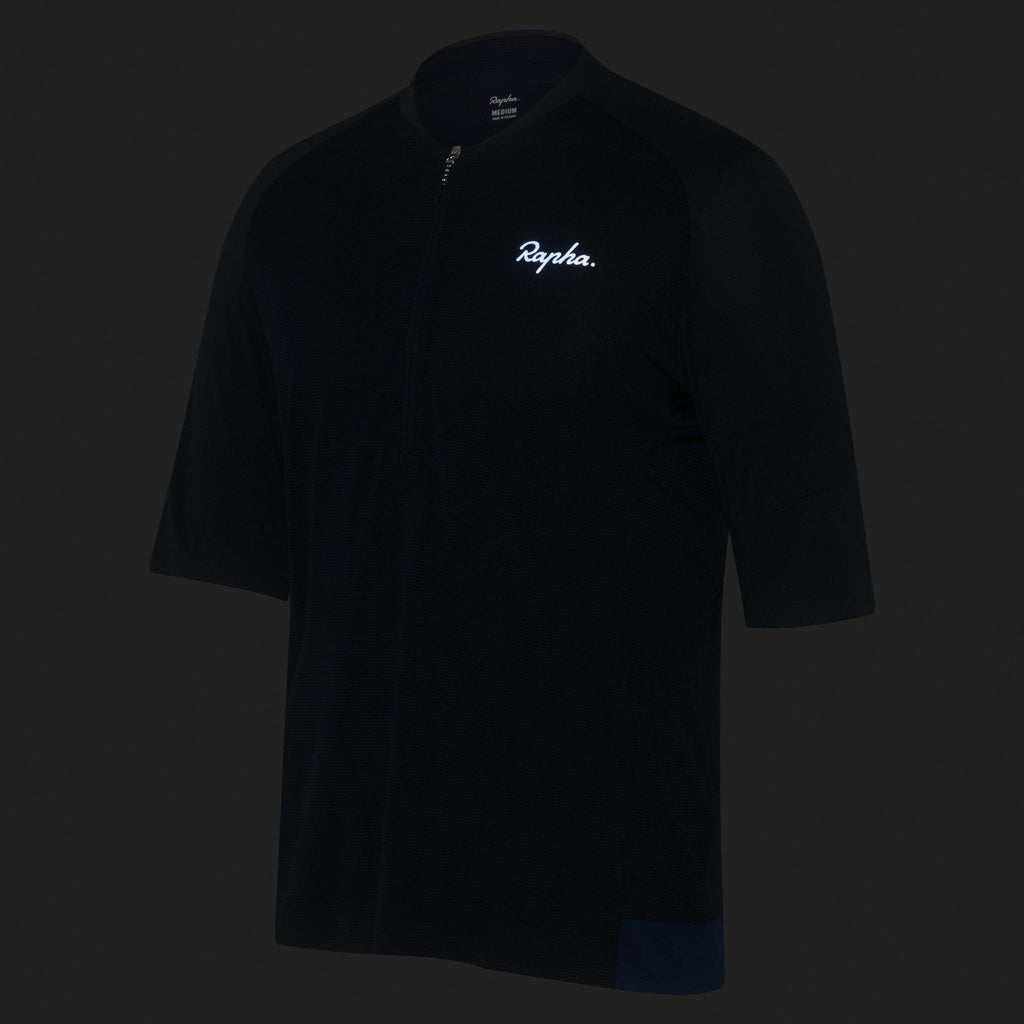 Men's Explore Zip Neck Technical T-shirt - Dark Navy/Off-White