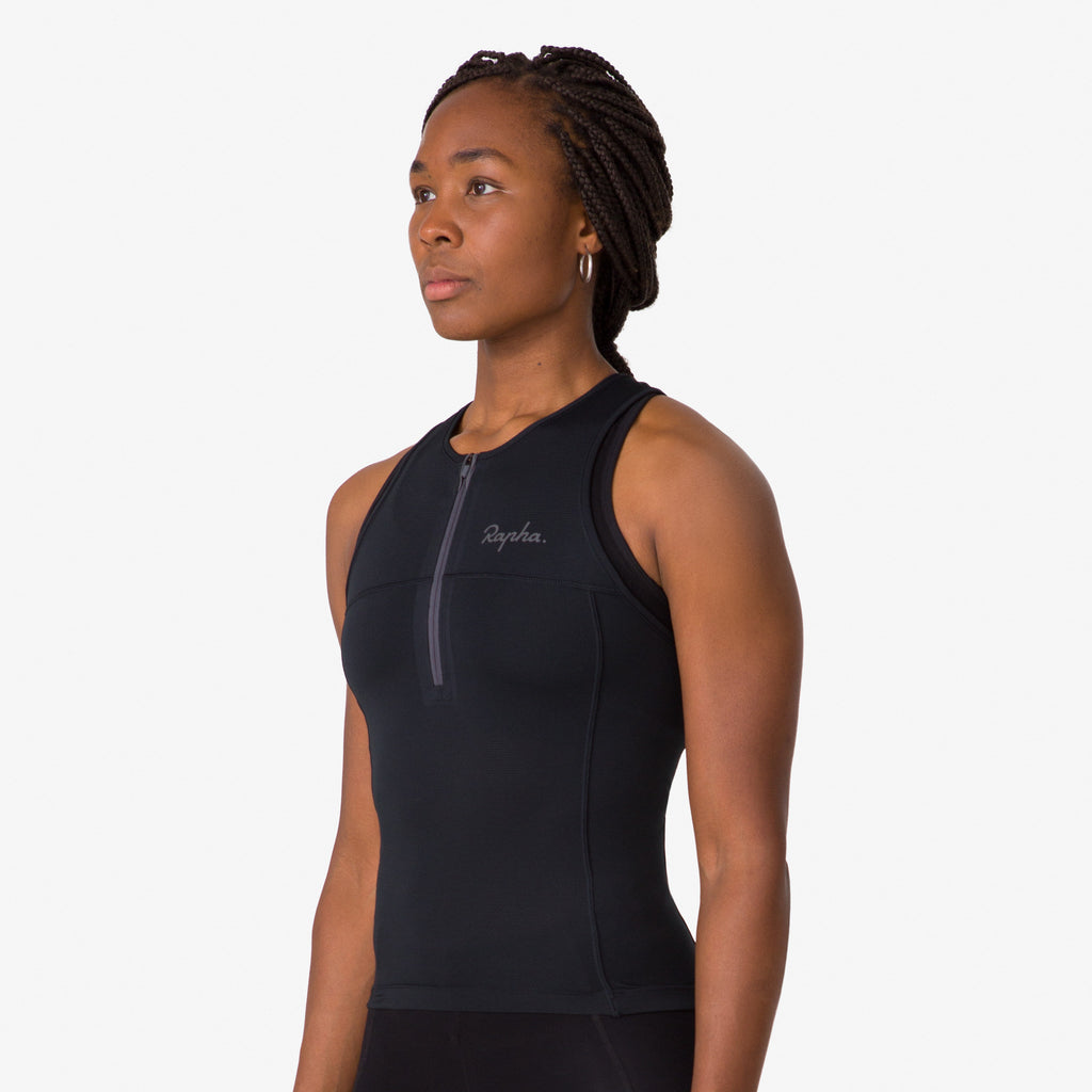 Women's Half Zip Tank - Black/Black