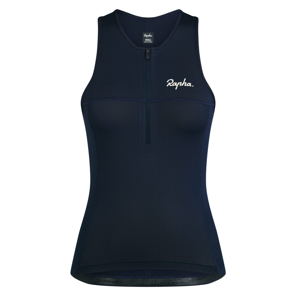 Women's Half Zip Tank - Dark Navy/White
