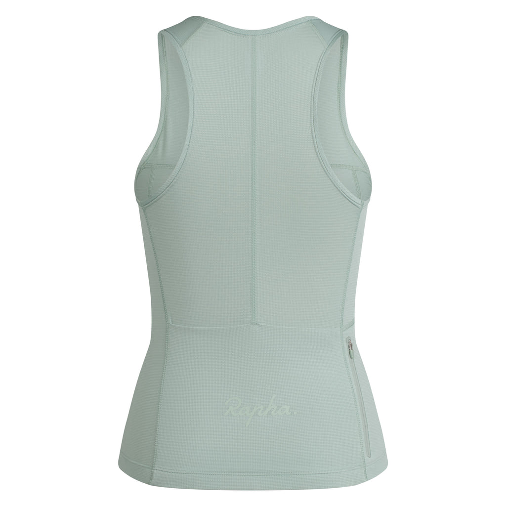 Women's Half Zip Tank - Sea Green/Slate Green