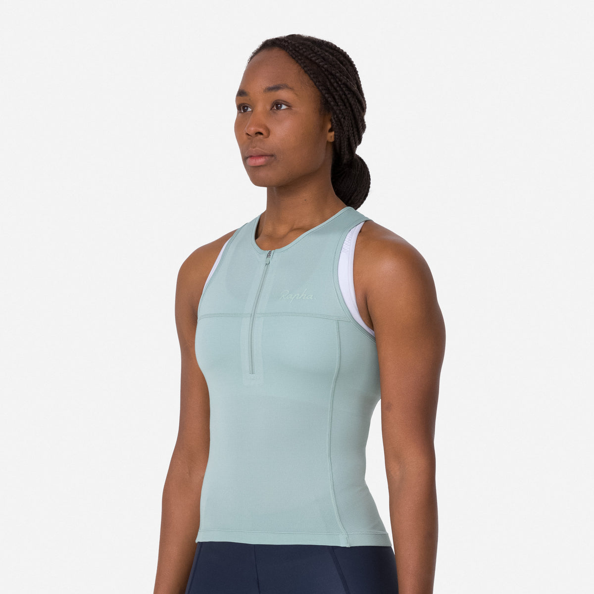 Women's Half Zip Tank - Sea Green/Slate Green
