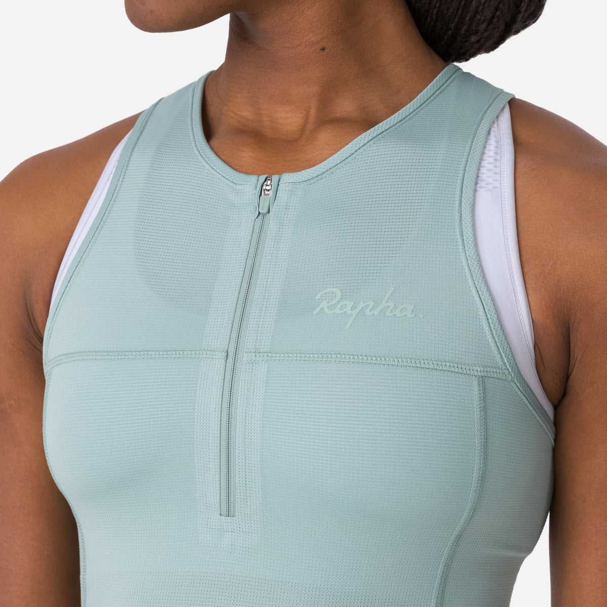 Women's Half Zip Tank - Sea Green/Slate Green
