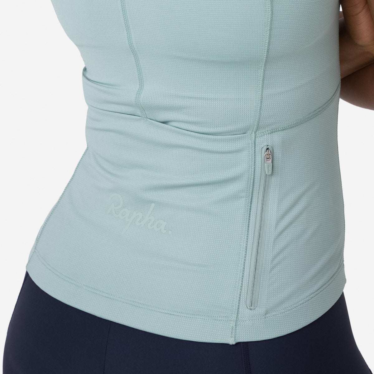 Women's Half Zip Tank - Sea Green/Slate Green