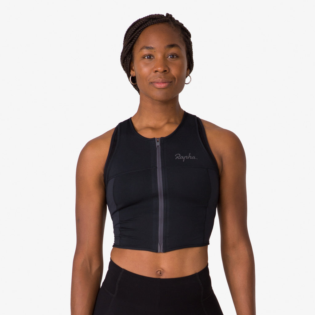 Women's Cropped Zip Tank - Black/Black
