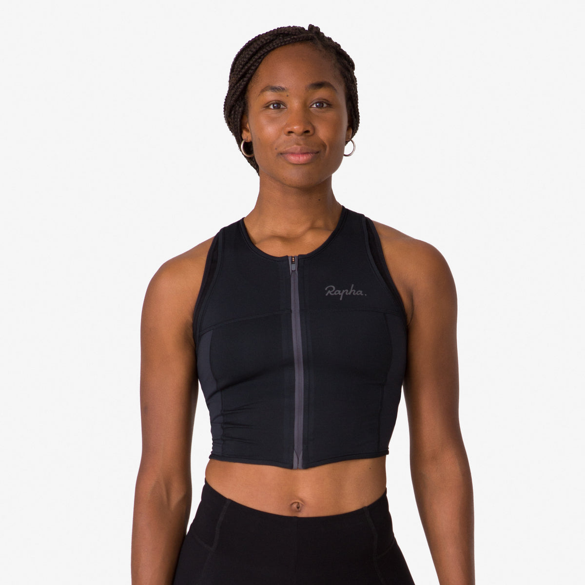 Women's Cropped Zip Tank - Black/Black