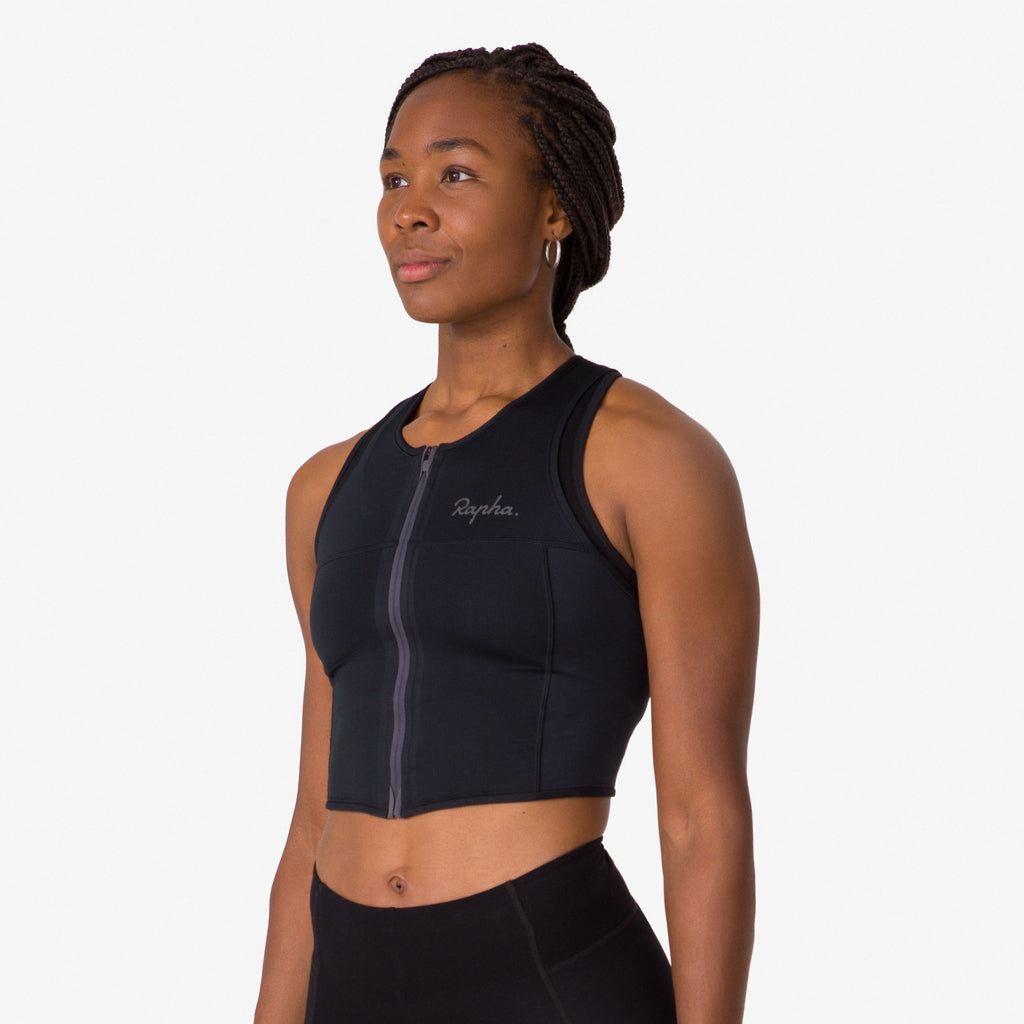 Women's Cropped Zip Tank - Black/Black