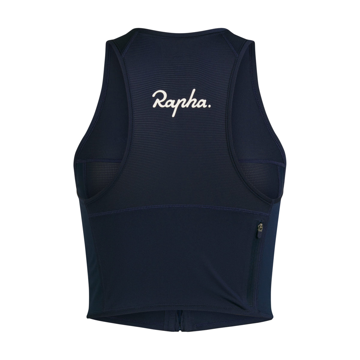 Women's Cropped Zip Tank - Dark Navy/White