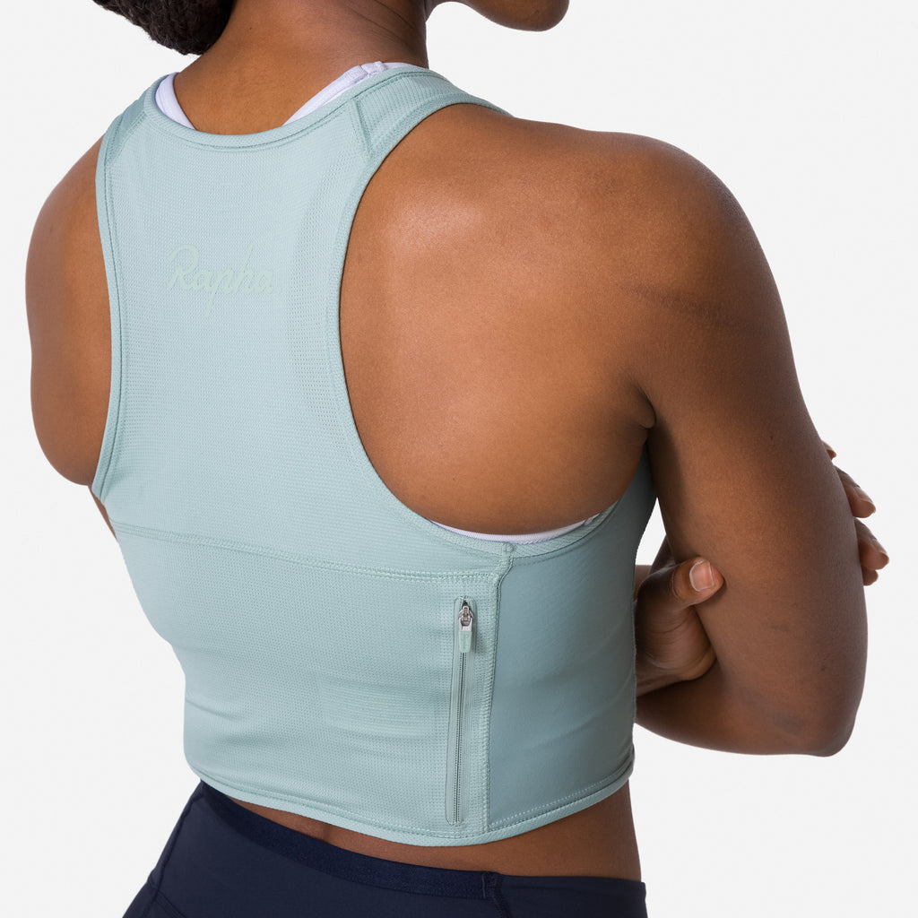 Women's Cropped Zip Tank - Sea Green/Slate Green