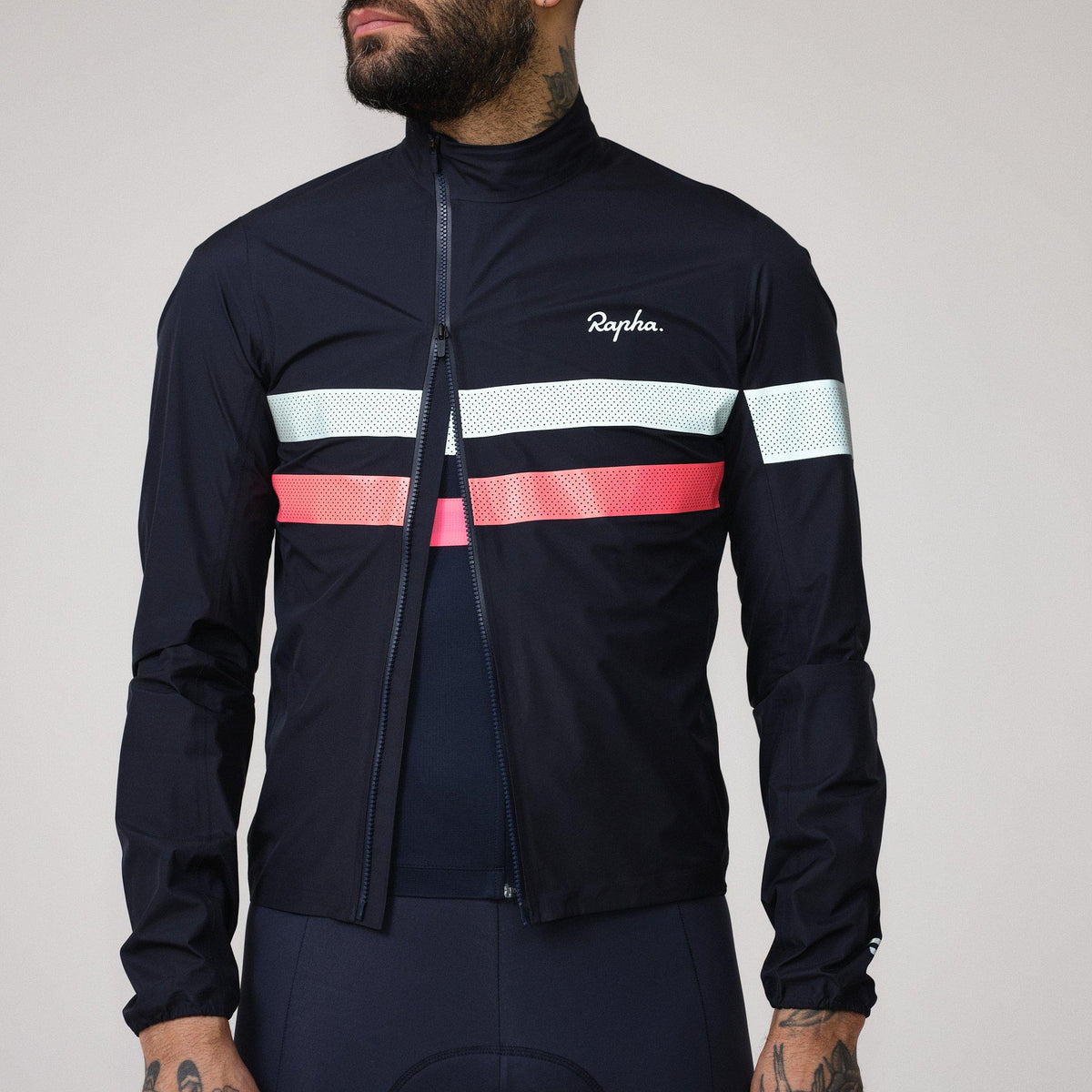 Men's Brevet Gore-Tex Rain Jacket - Dark Navy/High-Vis Pink/White