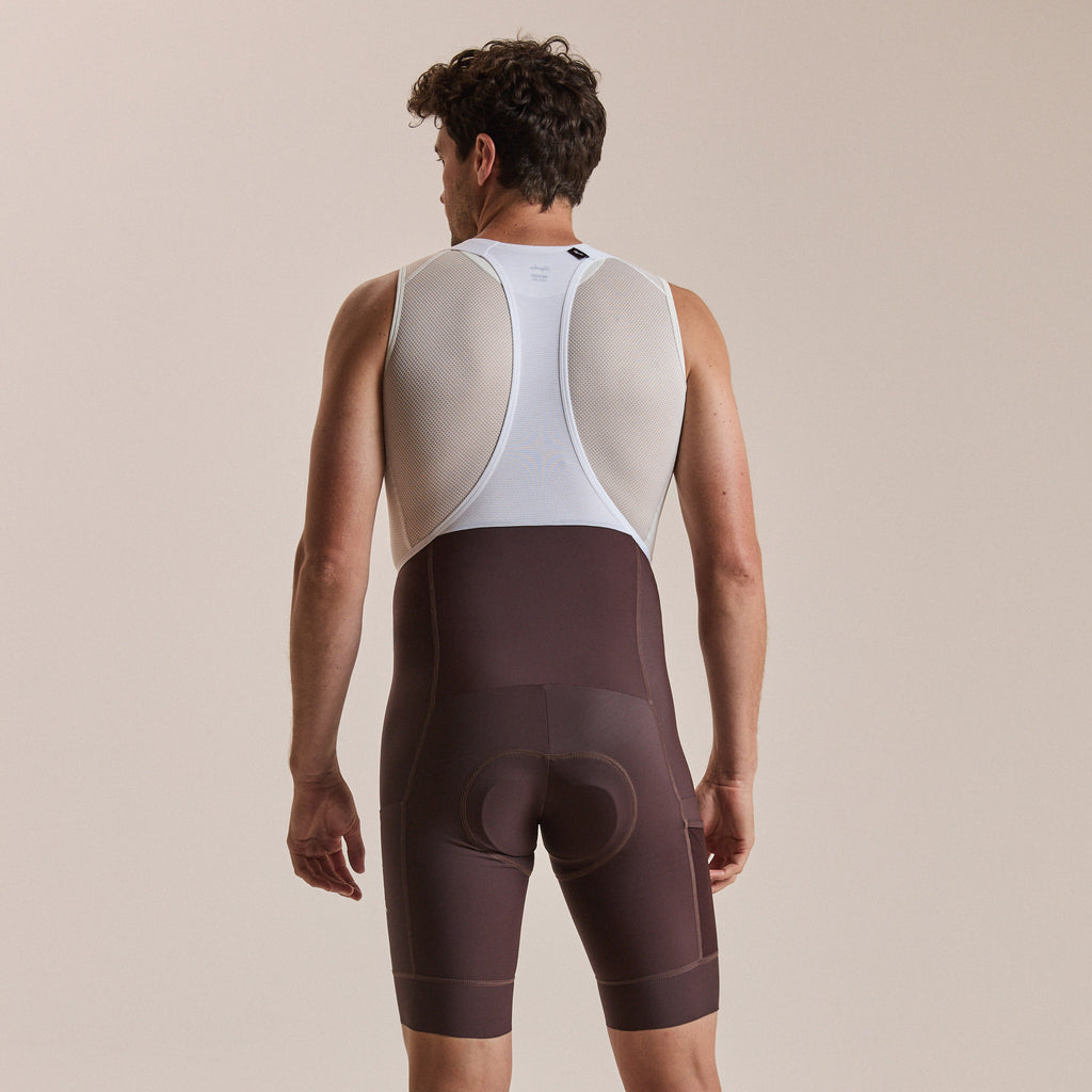 Men's Brevet Element Cargo Bib Shorts - Chocolate/White