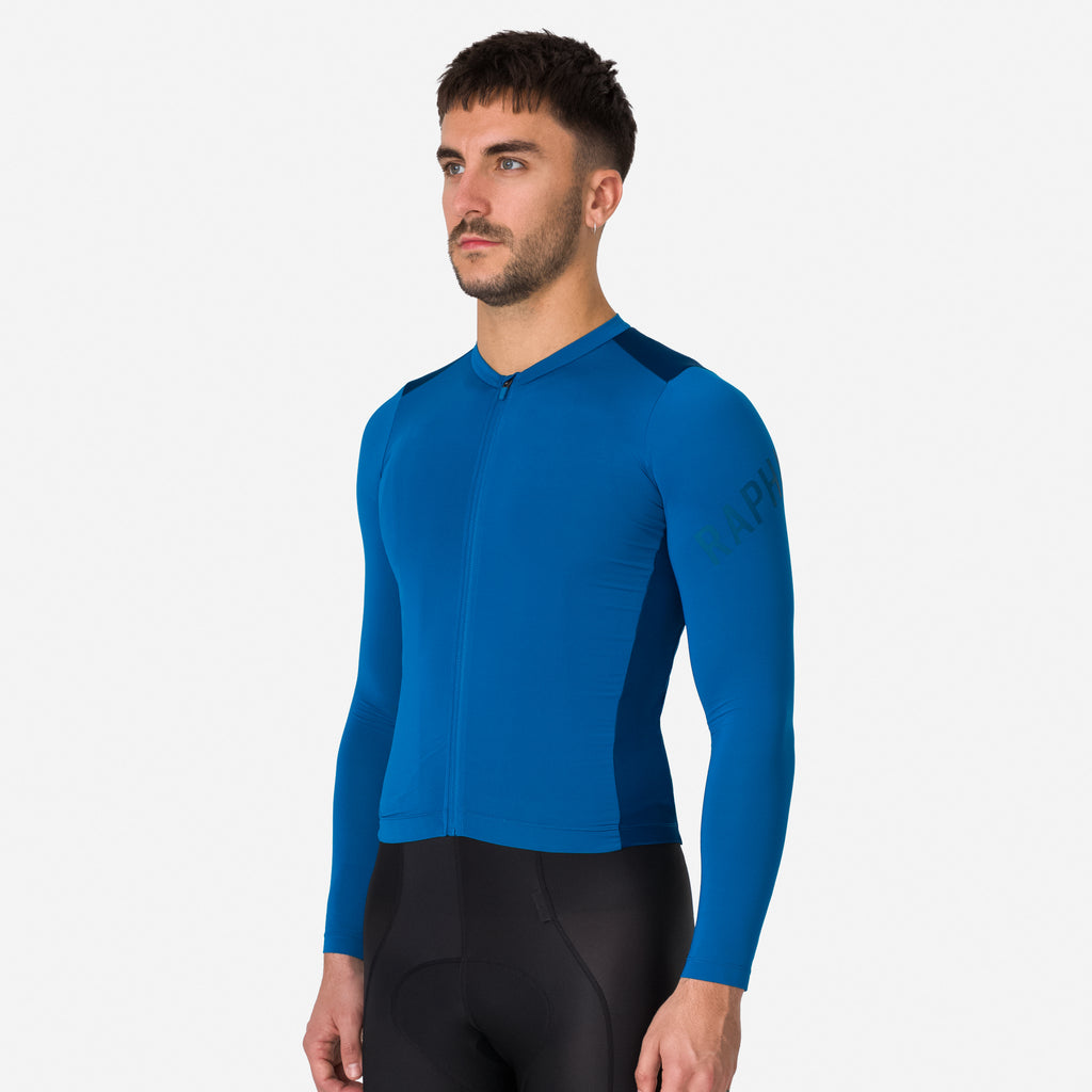 Men's Pro Team Long Sleeve Lightweight Jersey - Petrol Blue/Jewelled Blue