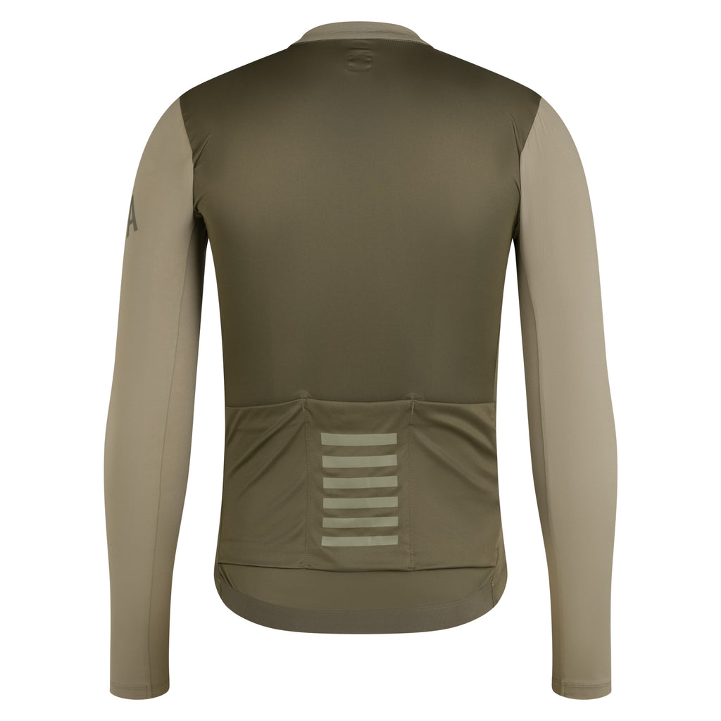 Men's Pro Team Long Sleeve Lightweight Jersey - Khaki/Moss Green