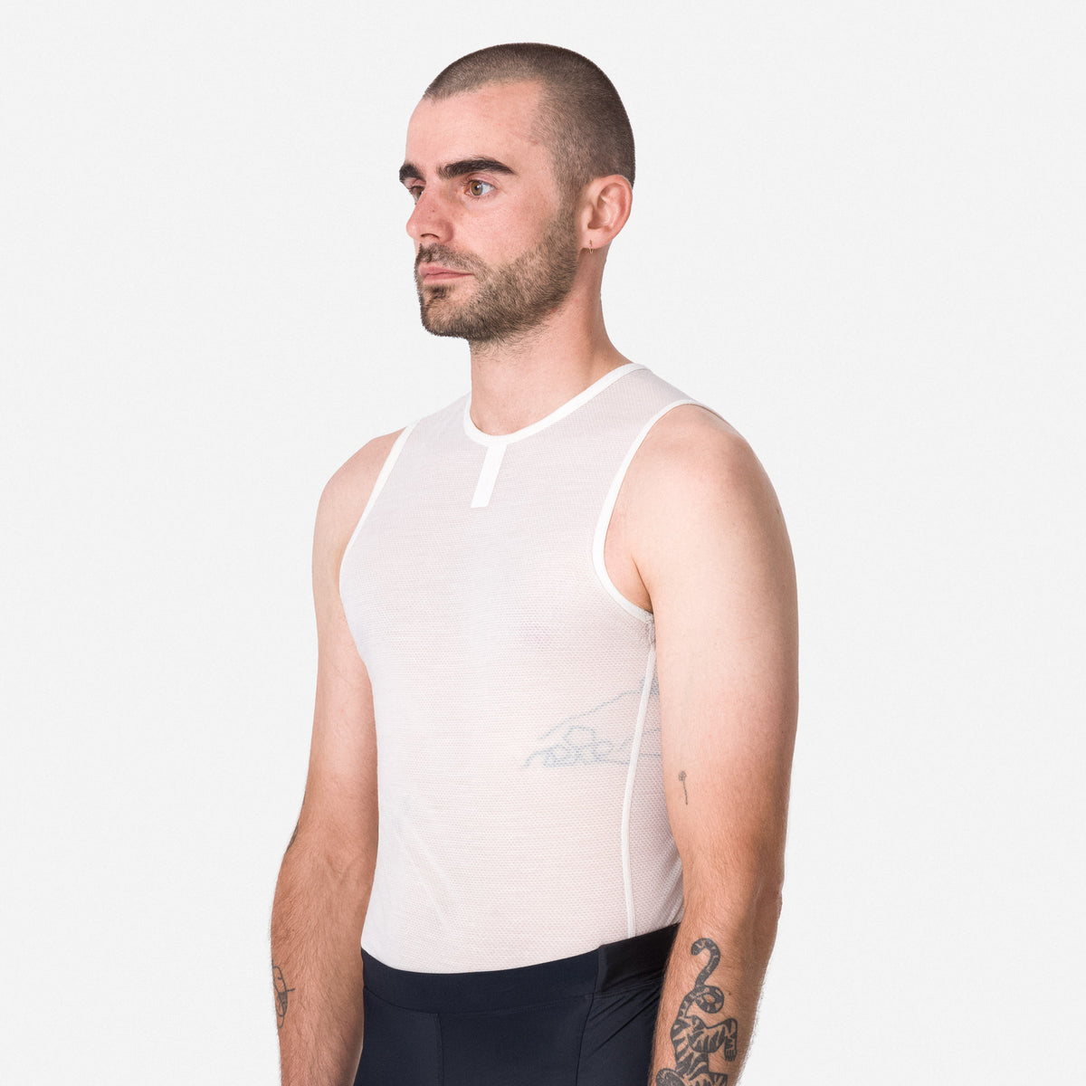 Men's Merino Lightweight Base Layer - Sleeveless - Cream/White
