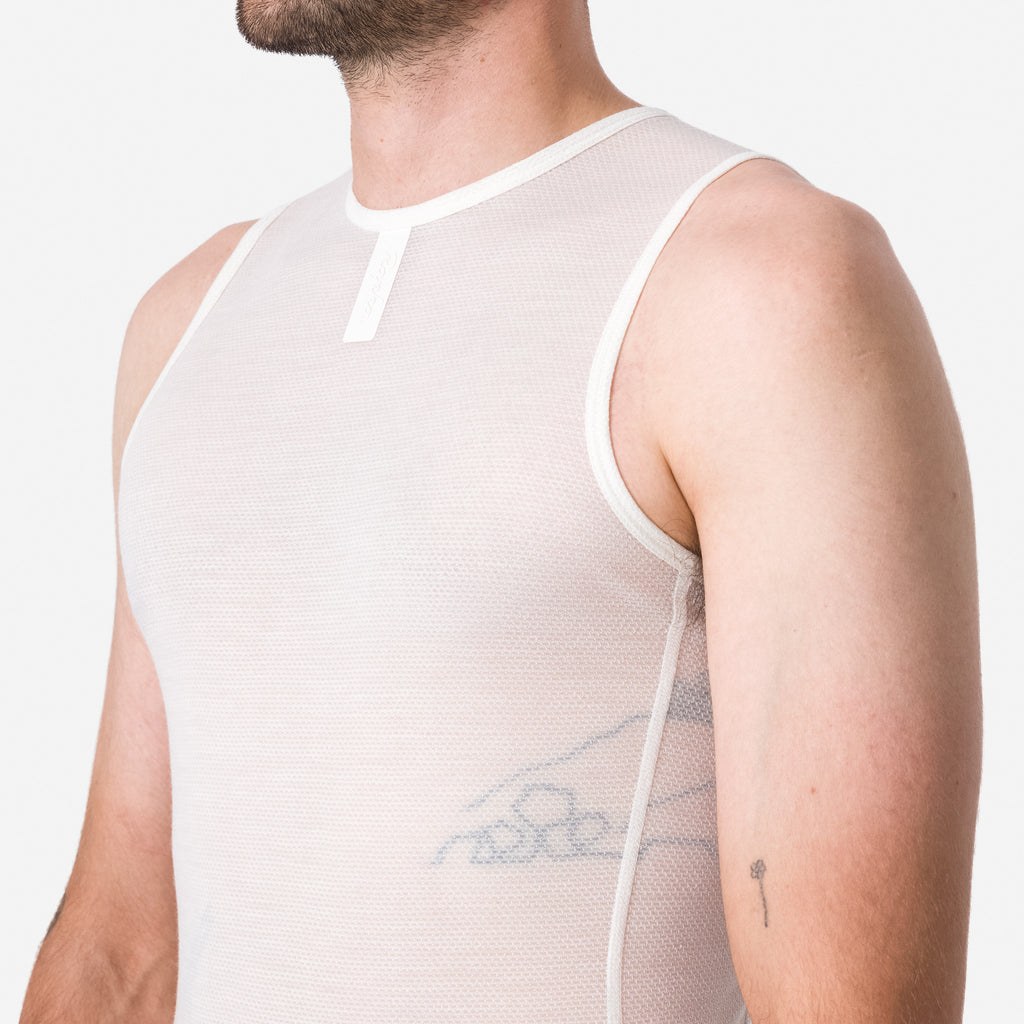 Men's Merino Lightweight Base Layer - Sleeveless - Cream/White