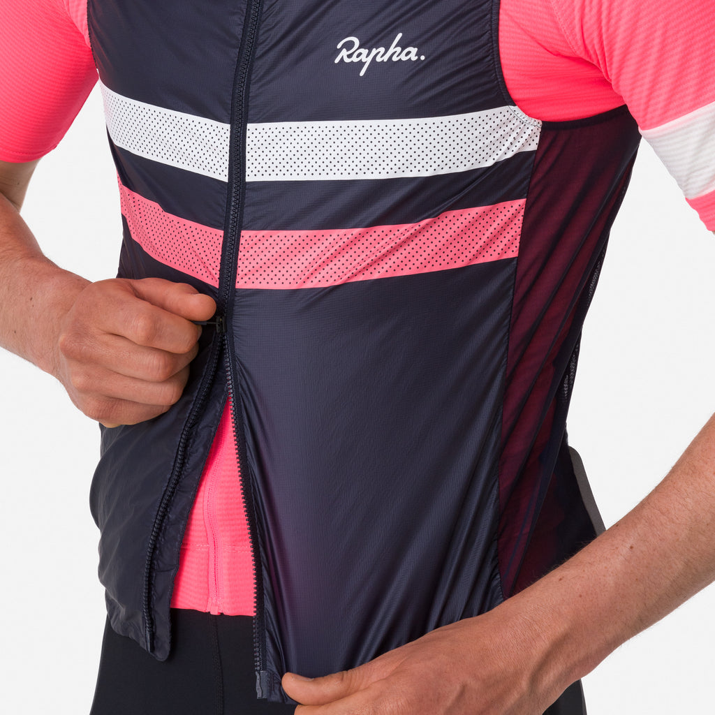 Men's Brevet Gilet - Dark Navy/Hi-Vis Pink/White