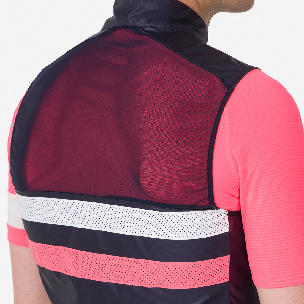 Men's Brevet Gilet - Dark Navy/Hi-Vis Pink/White