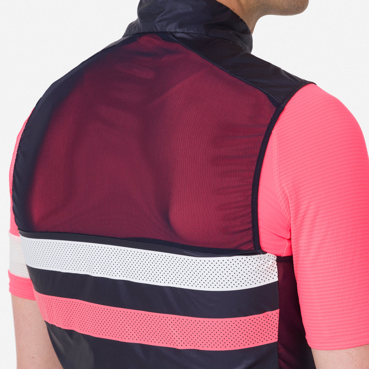Men's Brevet Gilet - Dark Navy/Hi-Vis Pink/White