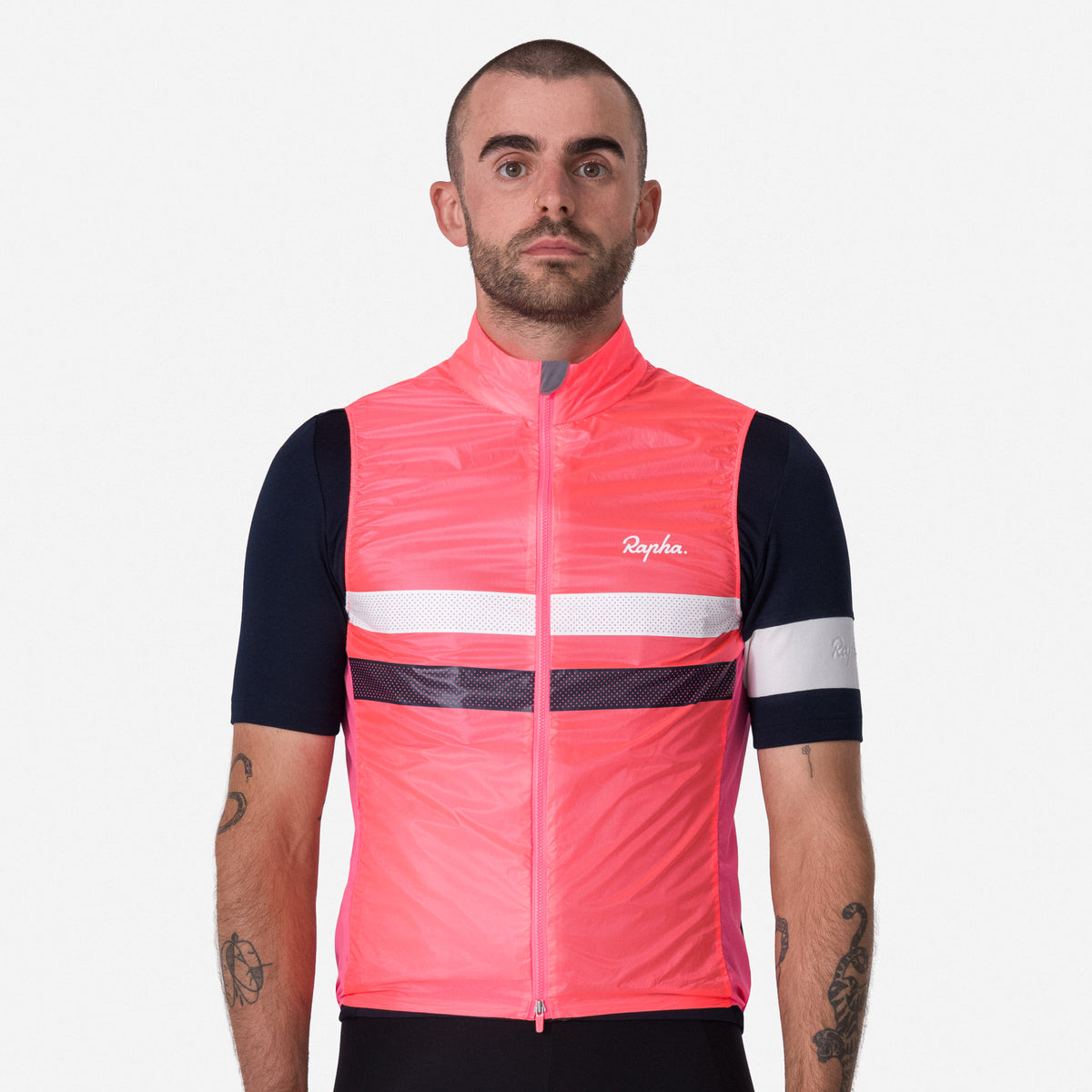 Men's Brevet Gilet - High-Vis Pink/Dark Navy/White