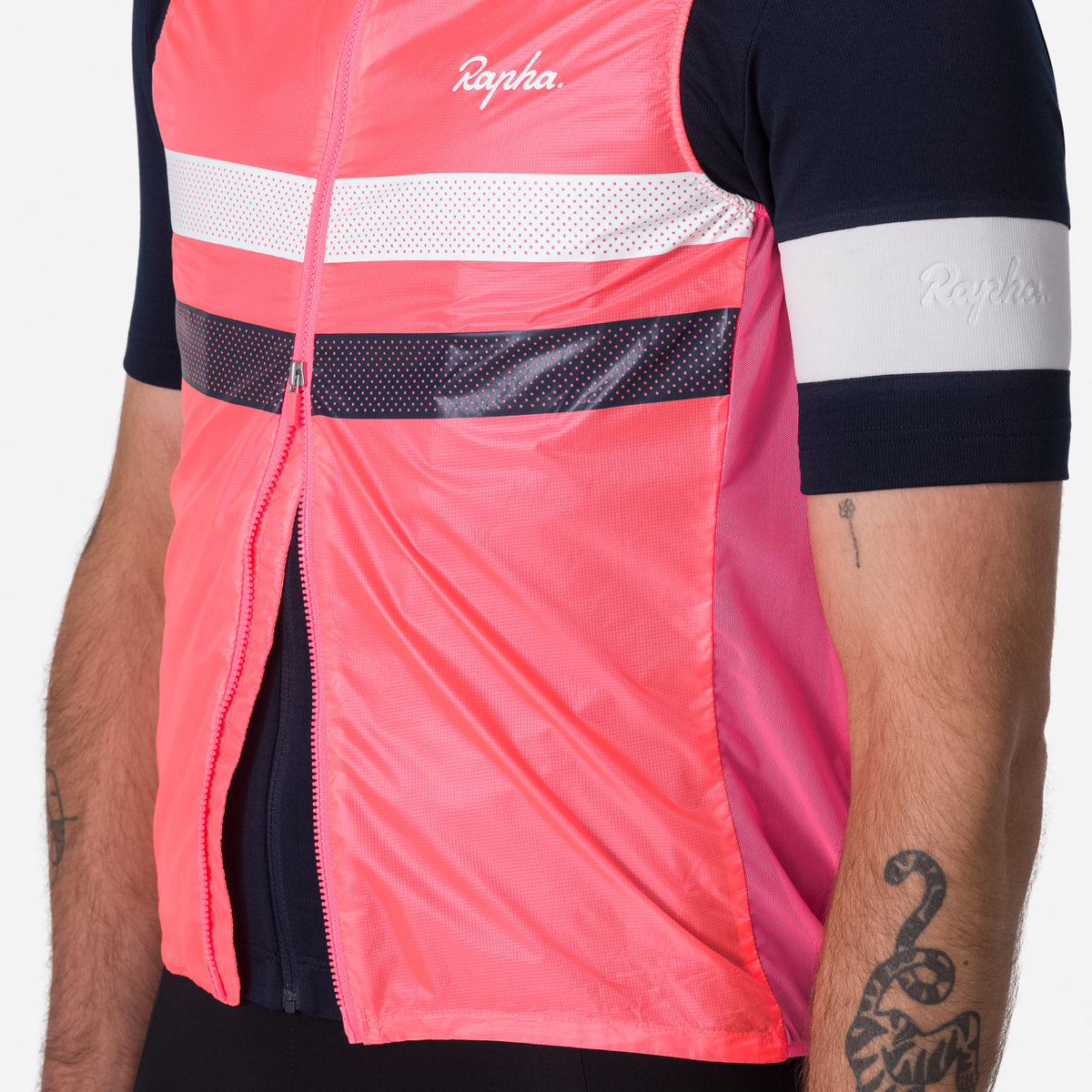 Men's Brevet Gilet - High-Vis Pink/Dark Navy/White