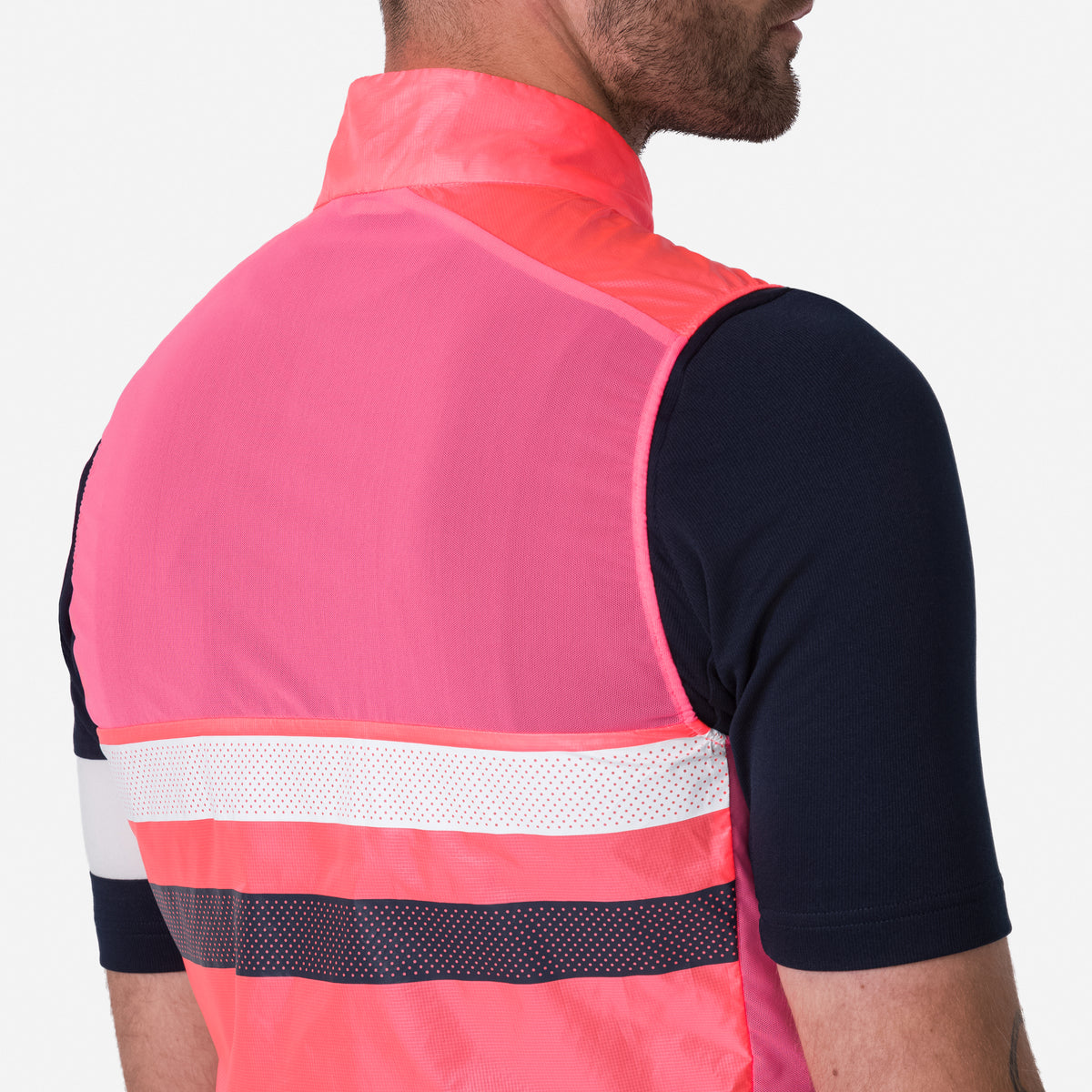 Men's Brevet Gilet - High-Vis Pink/Dark Navy/White