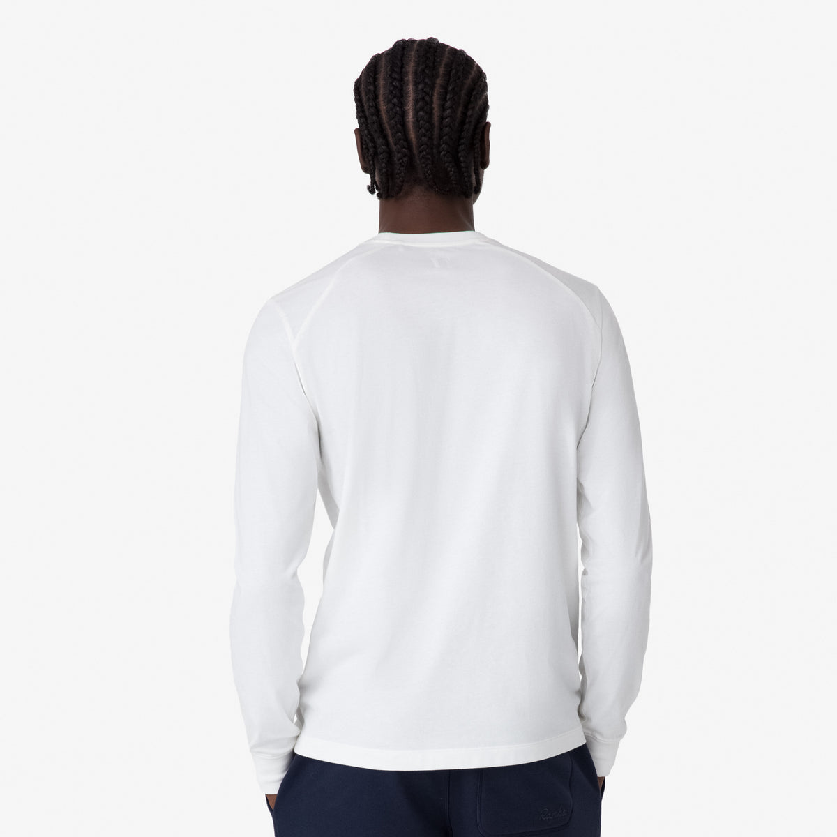 Men's Long Sleeve Cotton T-Shirt - White/Light Grey
