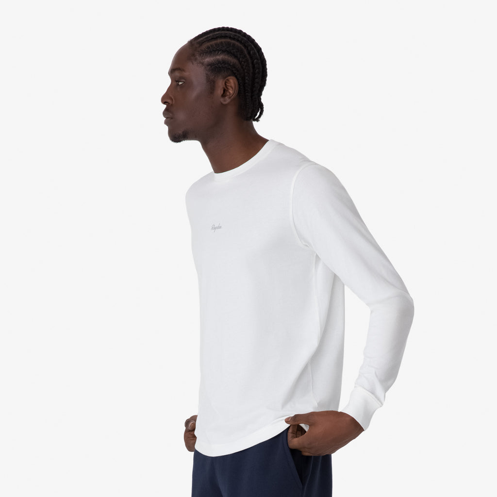 Men's Long Sleeve Cotton T-Shirt - White/Light Grey