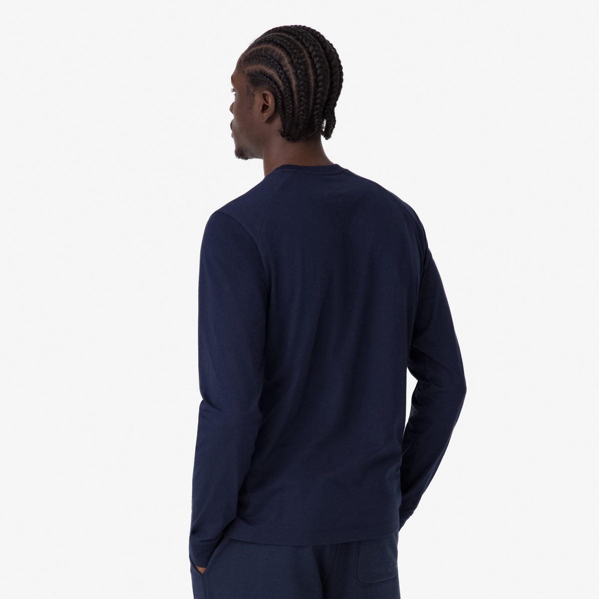 Men's Long Sleeve Cotton T-Shirt - Dark Navy/Navy