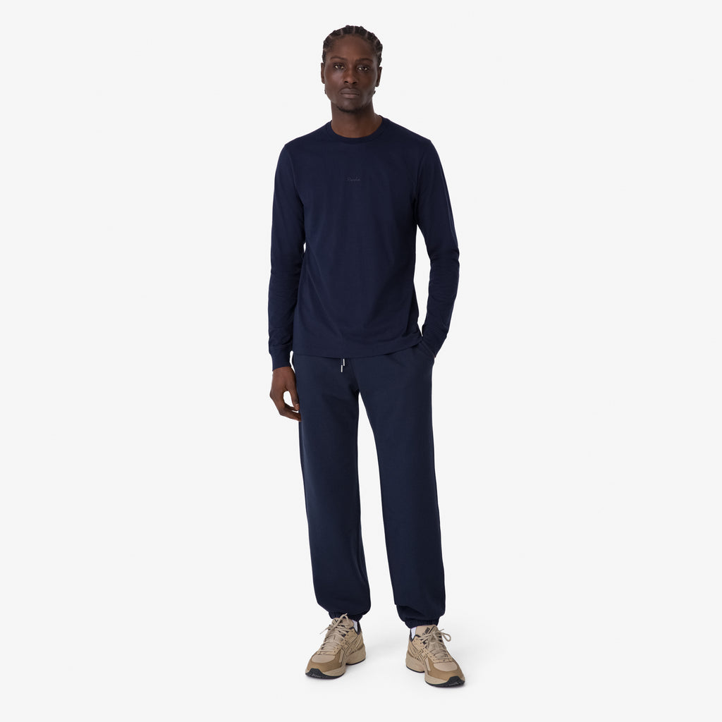 Men's Long Sleeve Cotton T-Shirt - Dark Navy/Navy