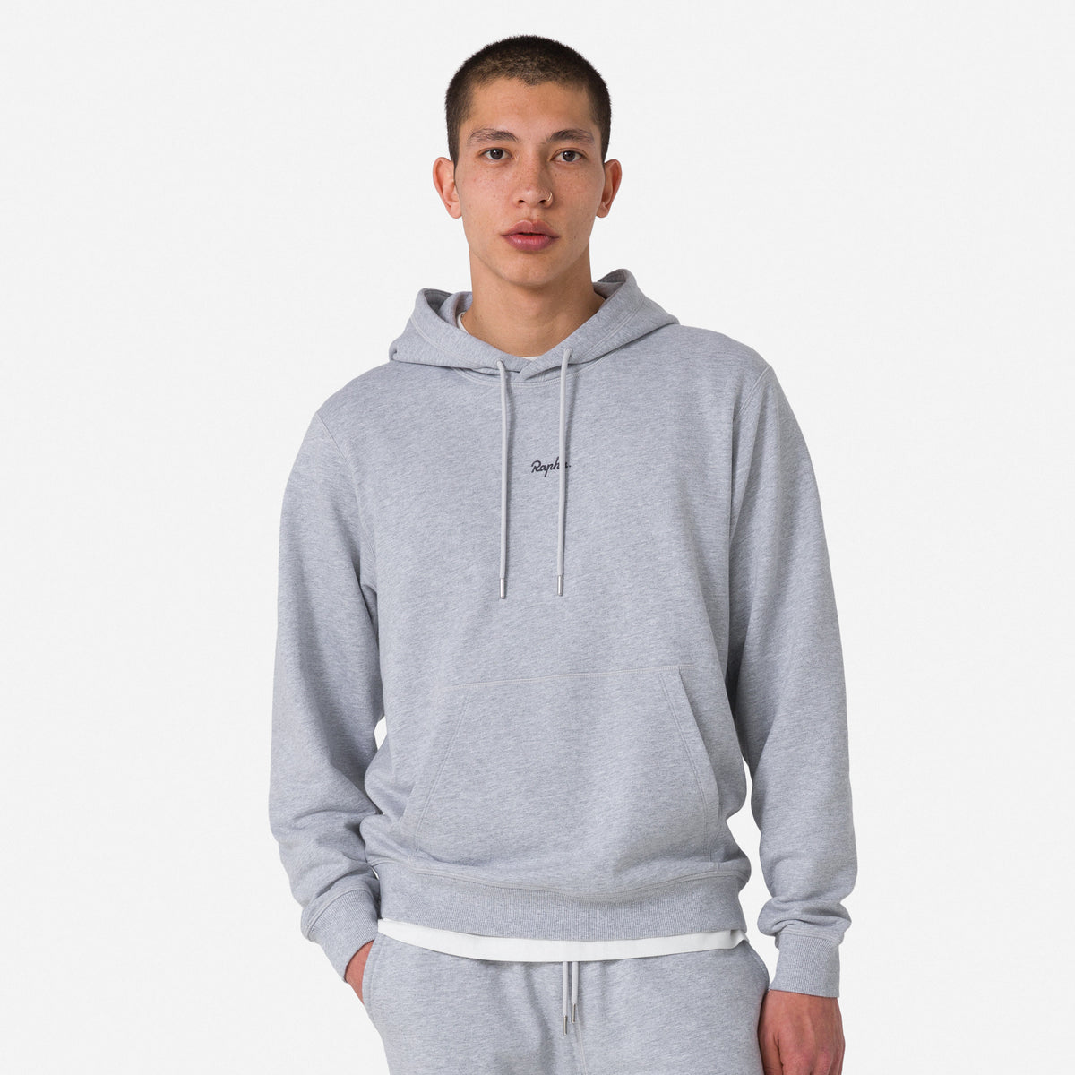 Men's Cotton Hoodie - Light Grey/Black