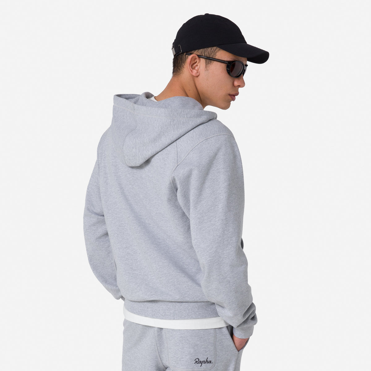 Men's Cotton Zip Hoodie - Light Grey/Black
