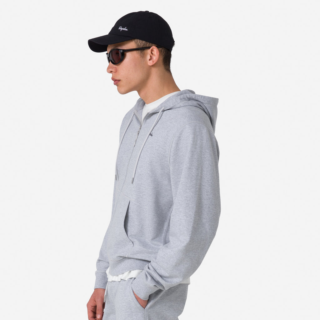 Men's Cotton Zip Hoodie - Light Grey/Black