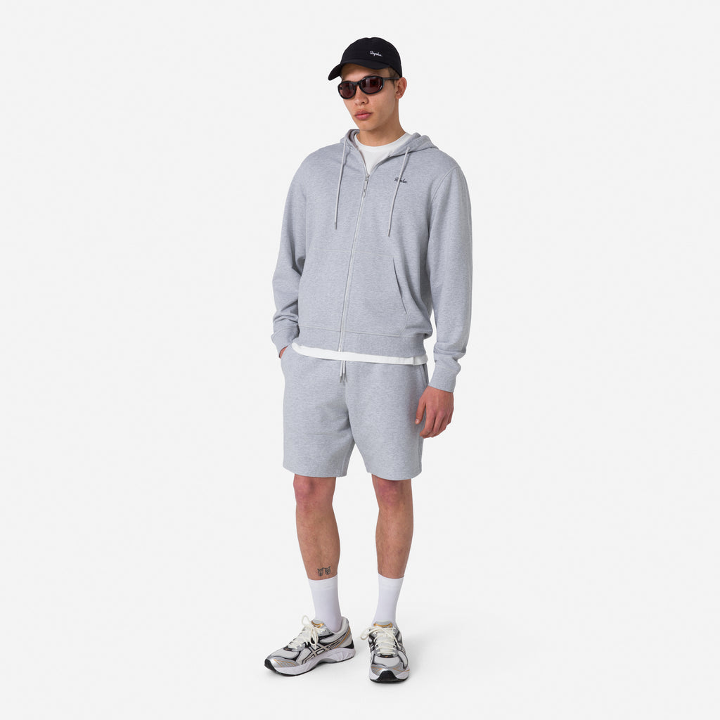 Men's Cotton Zip Hoodie - Light Grey/Black