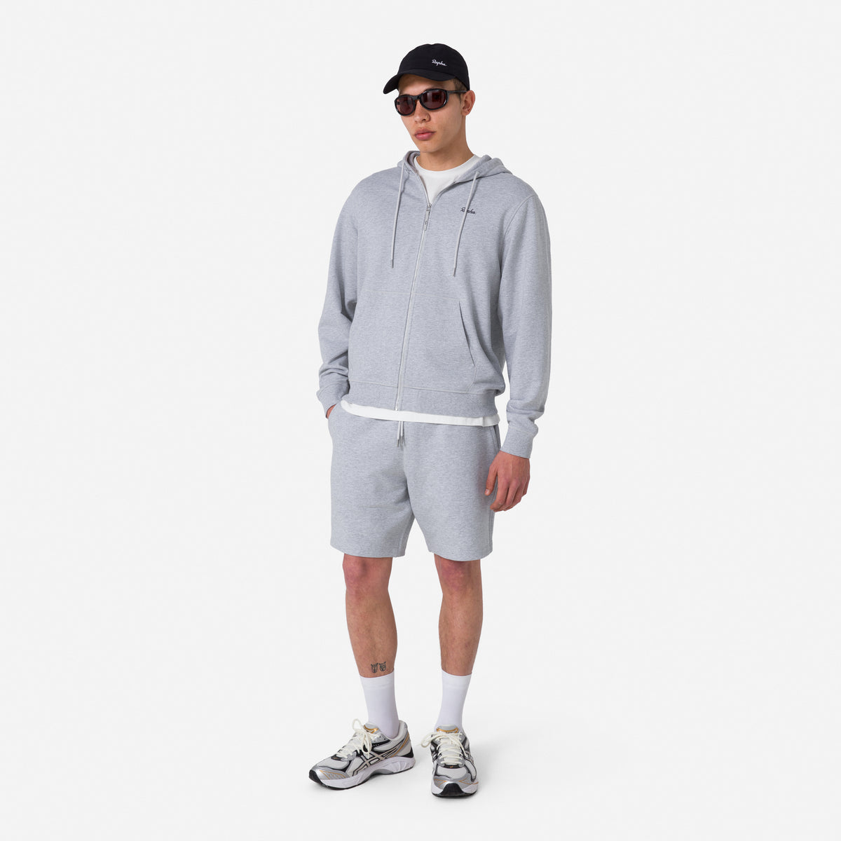Men's Cotton Zip Hoodie - Light Grey/Black