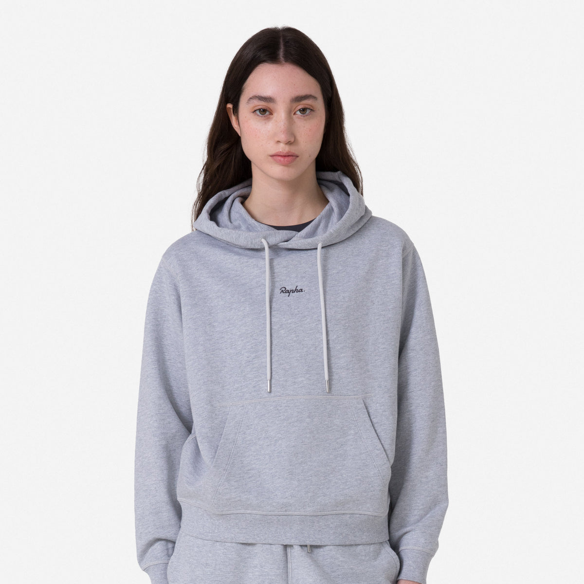 Women's Cotton Hoodie - Light Grey/Black
