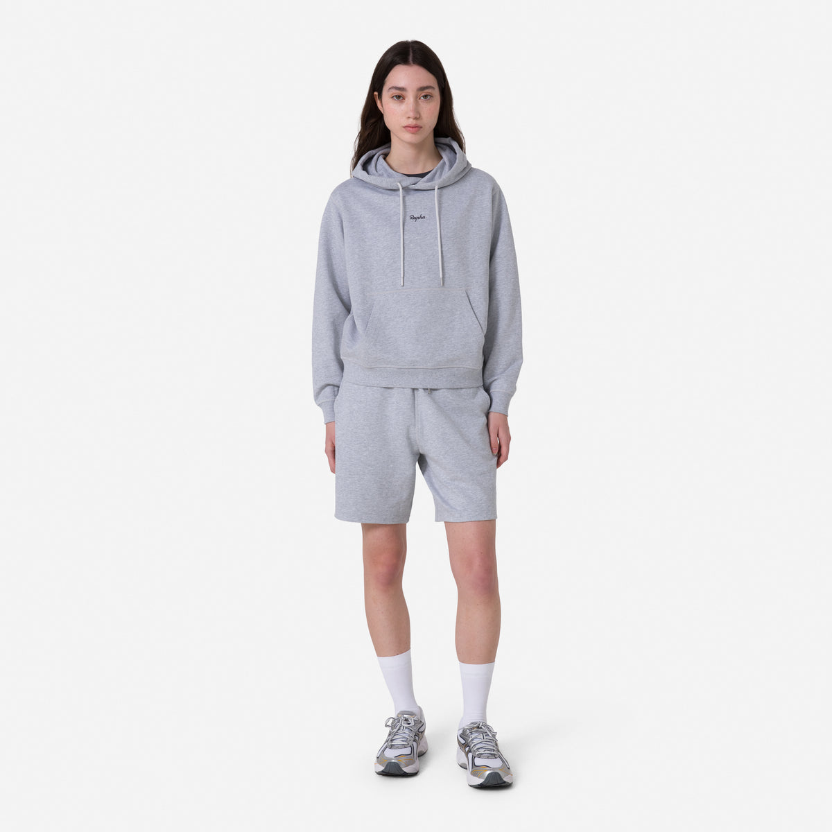 Women's Cotton Hoodie - Light Grey/Black