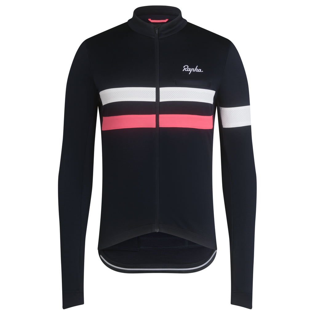 Men's Brevet Long Sleeve Jersey - Dark Navy/High-Vis Pink/White