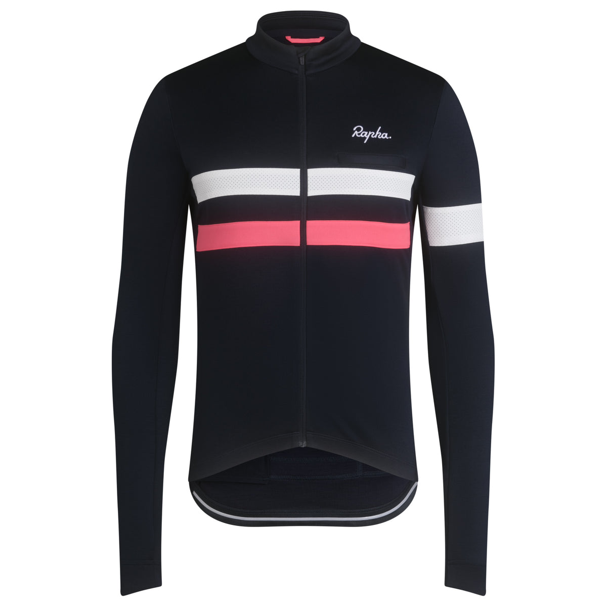 Men's Brevet Long Sleeve Jersey - Dark Navy/High-Vis Pink/White
