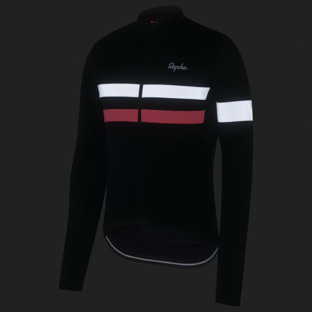 Men's Brevet Long Sleeve Jersey - Dark Navy/High-Vis Pink/White