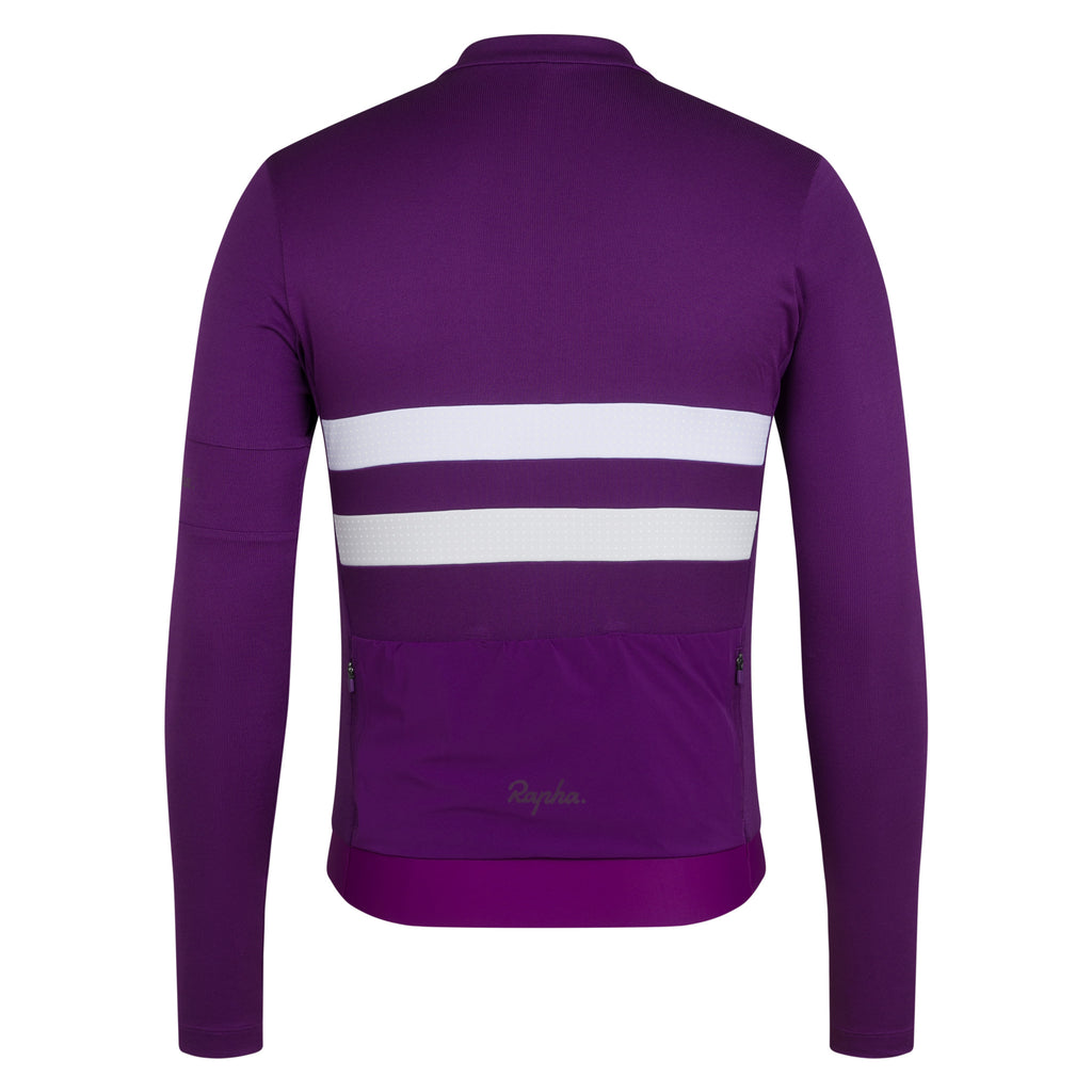 Men's Brevet Long Sleeve Merino Jersey III - Blackberry/White