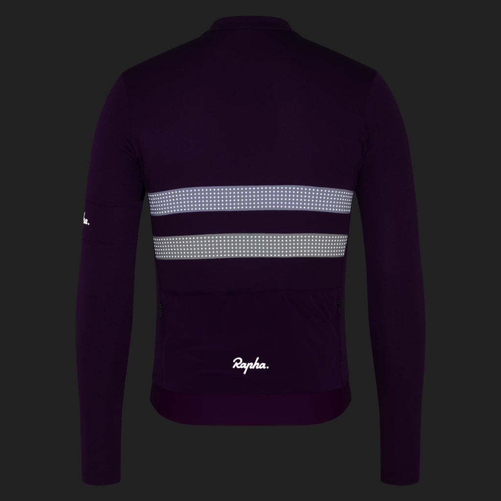 Men's Brevet Long Sleeve Merino Jersey III - Blackberry/White