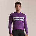 Men's Brevet Long Sleeve Merino Jersey III - Blackberry/White
